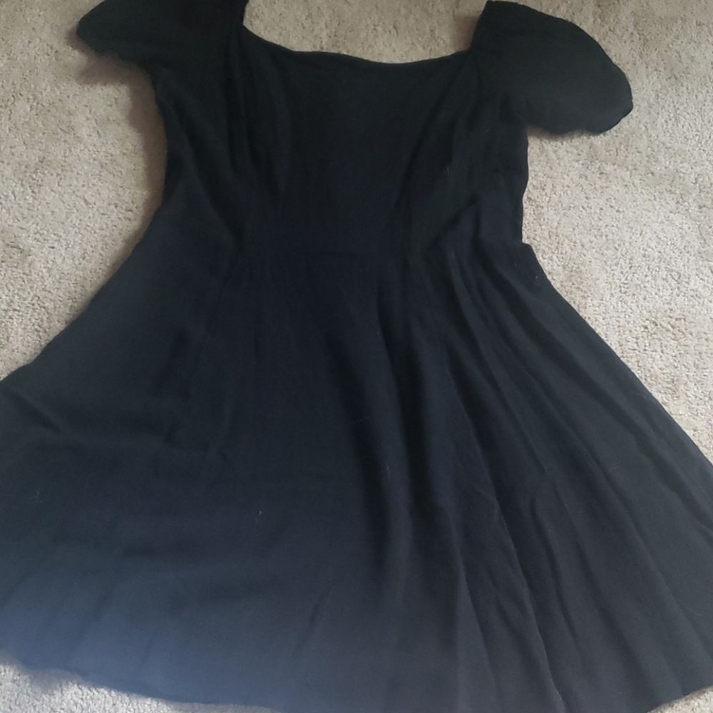 BLACK MILKMAID PUFF SLEEVE SQUARE NECK DRESS - Picture 6 of 6